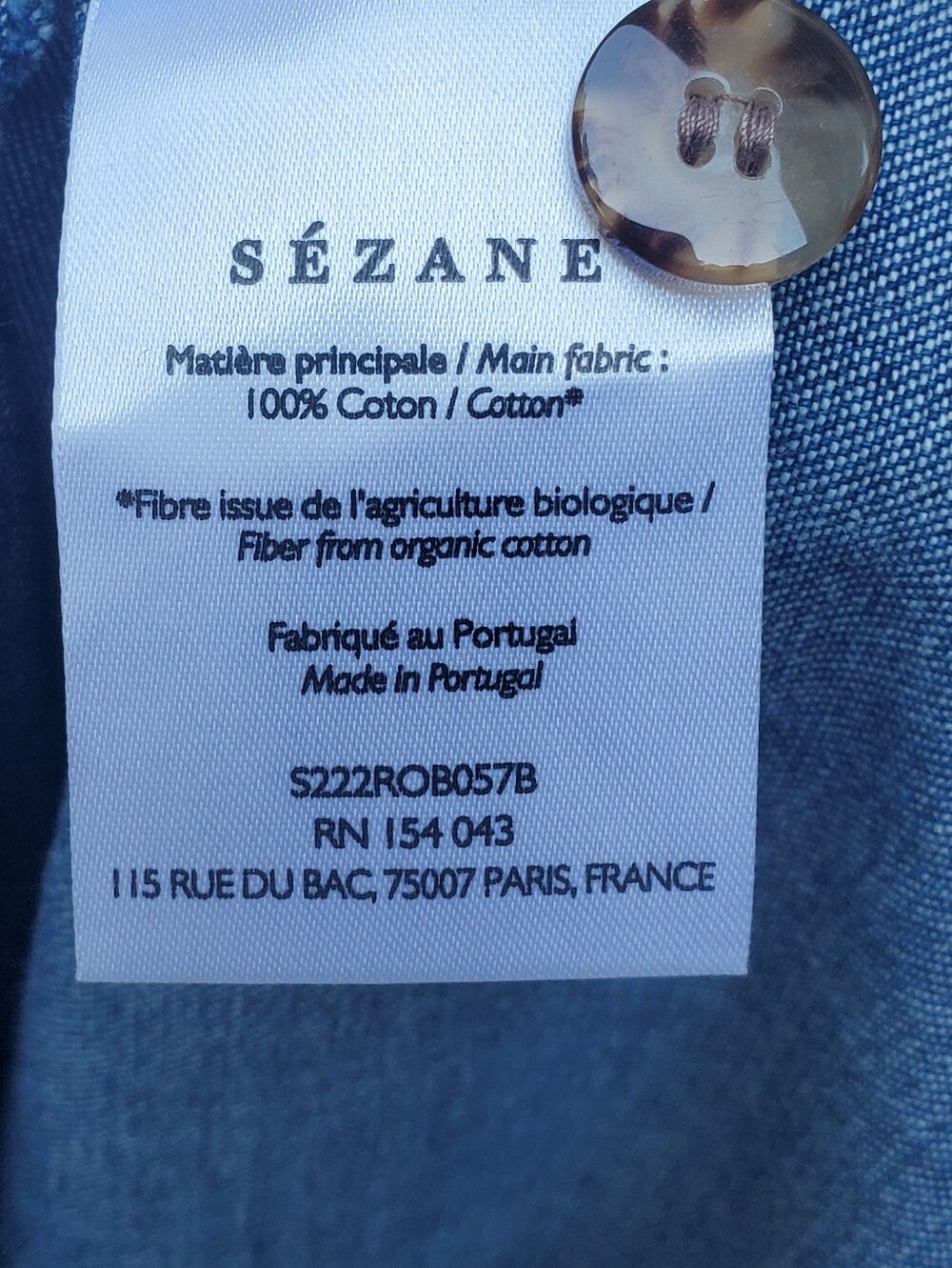 Sezane Medium Wash Denim Long-Sleeve Button-Down Midi Dress Size 4 - Picture 6 of 9